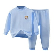 JUMESG Toddler Girl Winter Outfits Girls Baby Crew Neck Long Sleeve Fleece Sweatshirt and Legging Pants Set (Blue,18-24 Months)